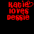 Red pixelated text on black background reads 'Katie loves Dessie' with a heart symbol replacing the 'o' in 'loves' in the first frame.