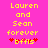 Yellow pixelated text on bright pink background reads 'Lauren and Sean forever' with red hearts and 'Bffs' below, two identical frames side-by-side.