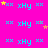 A bright pink background displays repeated cyan text 'xHy' with scattered yellow and pink stars, some stars animated to appear and disappear.