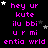 Pixelated text and star symbols on a black background with pink and white elements, arranged in a pattern