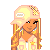 A contact sheet of a pixel art animated icon featuring a female character with blonde hair and yellow outfit, repeated text "TaKeN" in pink and yellow blocks, and partial body frames showing legs and arms.