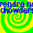 A static image with four spiral patterns and repeated blue text on a green-yellow background.