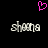 A black background features a pink pixelated heart above two identical gray text elements reading 'shana' in lowercase.