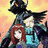 A 48x48 pixel buddy icon featuring a split composition with anime-style characters on the left and stylized text on the right, displayed as part of an animated contact sheet.