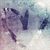 Pixelated image with blue-purple abstract shapes on left, red text "Prisci" with black outline on right, and scattered black hearts on white background.
