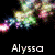 six distinct pixelated each displaying variations of the name 'Alyssa' with different backgrounds and text styles