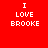 Red background with white pixelated text "I LOVE BROOKE" in four quadrants, two showing a radial gradient effect.