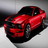A static pixelated image of a red vehicle with black accents, viewed from a low angle against a gradient background.