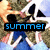 A four- of pixelated anime-style character icons with text overlays in blue, orange, green, and pink