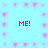 Light blue background with pink starburst patterns and four instances of 'ME!' text in bright pink.