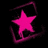 A pink star inside a magenta square frame on black background, with visible pixelation and slight variations in the frame's outline across three sequential views.