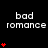 Pixelated icon with 'bad romance' text and red heart symbols on black background, showing animation of heart count changes across frames.