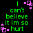 Green text on black background reads 'I can't believe it im so hurt' with pink square patterns, animated to shift position across frames.