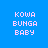 Four identical pixelated text on blue background with pink highlight bars over different lines of text