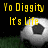 Pixelated image of a soccer ball on grass with text "Yo Diggity It's Life" in yellow, blue, and white fonts across four