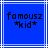 Blue square icon with white lines, displaying pixelated text 'famousz' above 'kid' flanked by asterisks