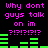 Pixelated text and green bar graphs on black background, with repeated phrases in pink and question marks.