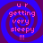 Four identical spiral-patterned icons with pink text reading 'ur getting very sleepy !!!' on a blue and purple background.