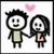 Pixelated cartoon couple holding hands under a pink heart, with one version showing the woman's dress as brown and another as beige.