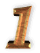 Six variations of a wooden 3D numeral '1' icon with brown, orange, and yellow tones, displayed in a on a gray background