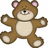 Brown teddy bear with pink inner ears and beige belly, arms outstretched in a flat pose across three views.