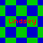 Four identical red 'Lindsey' text instances over green and blue checkered backgrounds with diamond patterns.