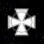 Six grayscale pixel art icons arranged in two on a black background, featuring variations of skull and crossbones with spade symbols