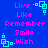 Blue background with pink text and cyan square icons arranged in a pattern