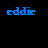 Pixelated text displays 'eddie' and 'barbara' with 'and' in between, arranged across two on a black background; white heart symbols appear below the bottom