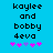 Blue background with black pixelated text reading 'kaylee and bobby deva' and five pink/purple pixelated stars below.