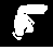 Two white pixelated hand shapes on black background, left hand curled with extended index finger and right hand open with thumb up gesture.