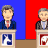 Animated contact sheet of a political figure at a podium with repeated red and blue background elements, showing 25 distinct poses across frames.
