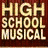 A split-screen image with 'HIGH SCHOOL MUSICAL' text on the left and two characters from the film on the right.