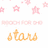 Pixelated pink stars float above a light orange cursive 'star' text on white background.