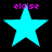 Four cyan stars with pink text above each, arranged in a on a black background, with subtle pixel-level variations between the stars