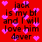 Red background with pink heart shapes and repeated black text reading 'jack is my bf and I will love him 4ever' in pixelated font.