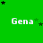 Green background with repeated 'Gena' text and scattered black/green stars in a pattern