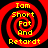 Four identical red and black spiral patterns with yellow text reading "Iam Short Fat And Retardt" arranged in a on a solid red background