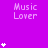 Purple background with repeated 'Music Lover' text and white star icons in varying quantities across the frame.