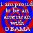 Four identical display red and blue spiral backgrounds with white text reading "i am proud to be an american with OBAMA" in pixelated font