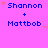 identical blue text icons on a pink background, each displaying 'Shannon + Mattbob' with small orange stars scattered around