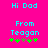 Bright pink background with cyan pixelated text reading "Hi Dad From Teagan" and five green plus signs below, where the third plus sign alternates between green and brown in animation.