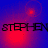 four identical showing the name 'STEPHEN' in black block letters over a blue and red gradient background with glowing circular light effects