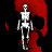 Animated sequence of white skeletal figures against red skull backgrounds performing various poses.