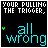 Animated sequence of black background icons with cyan text 'all wrong' and gray text 'YOUR PULLING THE TRIGGER', showing variations in the top text's visibility.