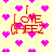Pixelated icon with red text "I LOVE CHEEZ" surrounded by pink hearts on a light yellow background.