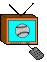 Six pixelated TV icons with brown frames and antennas, each showing different sports scenes on blue or gray screens.
