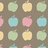 Pixelated of pastel-colored apples in green, yellow, blue, and pink on a brown background with no visible text or animation