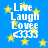 Blue background with yellow stars, white text "Live Laugh Lovee" and a pixelated smiley face <3333.