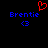 Pixelated blue text 'Brentie' with a red heart symbol above and blue '<3' below on black background.